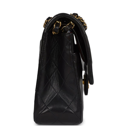 Vintage Chanel Medium Classic Double Flap Bag Black Lambskin Gold Hardware