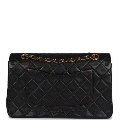 Vintage Chanel Medium Classic Double Flap Bag Black Lambskin Gold Hardware