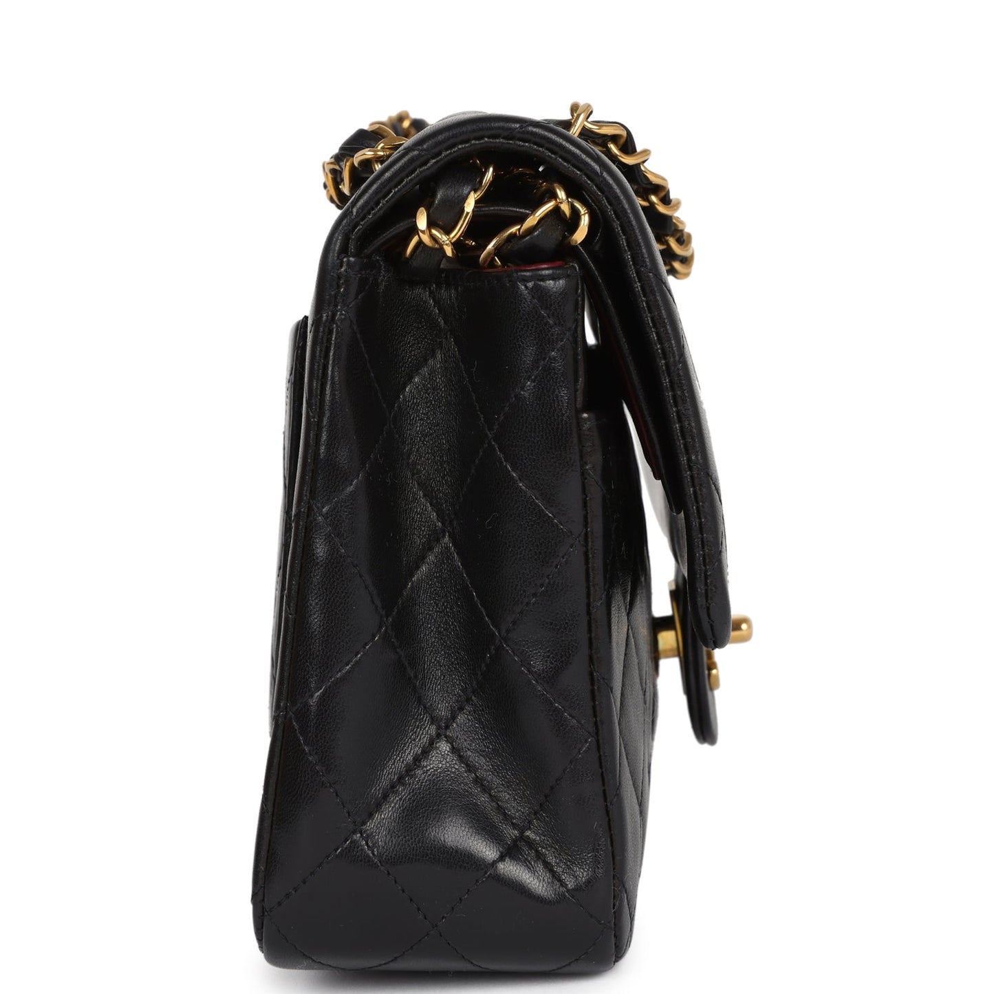 Vintage Chanel Medium Classic Double Flap Bag Black Lambskin Gold Hardware