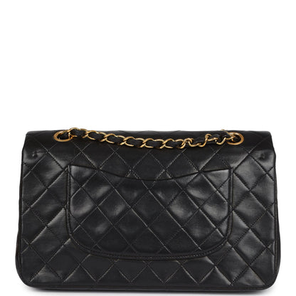 Vintage Chanel Medium Classic Double Flap Bag Black Lambskin Gold Hardware
