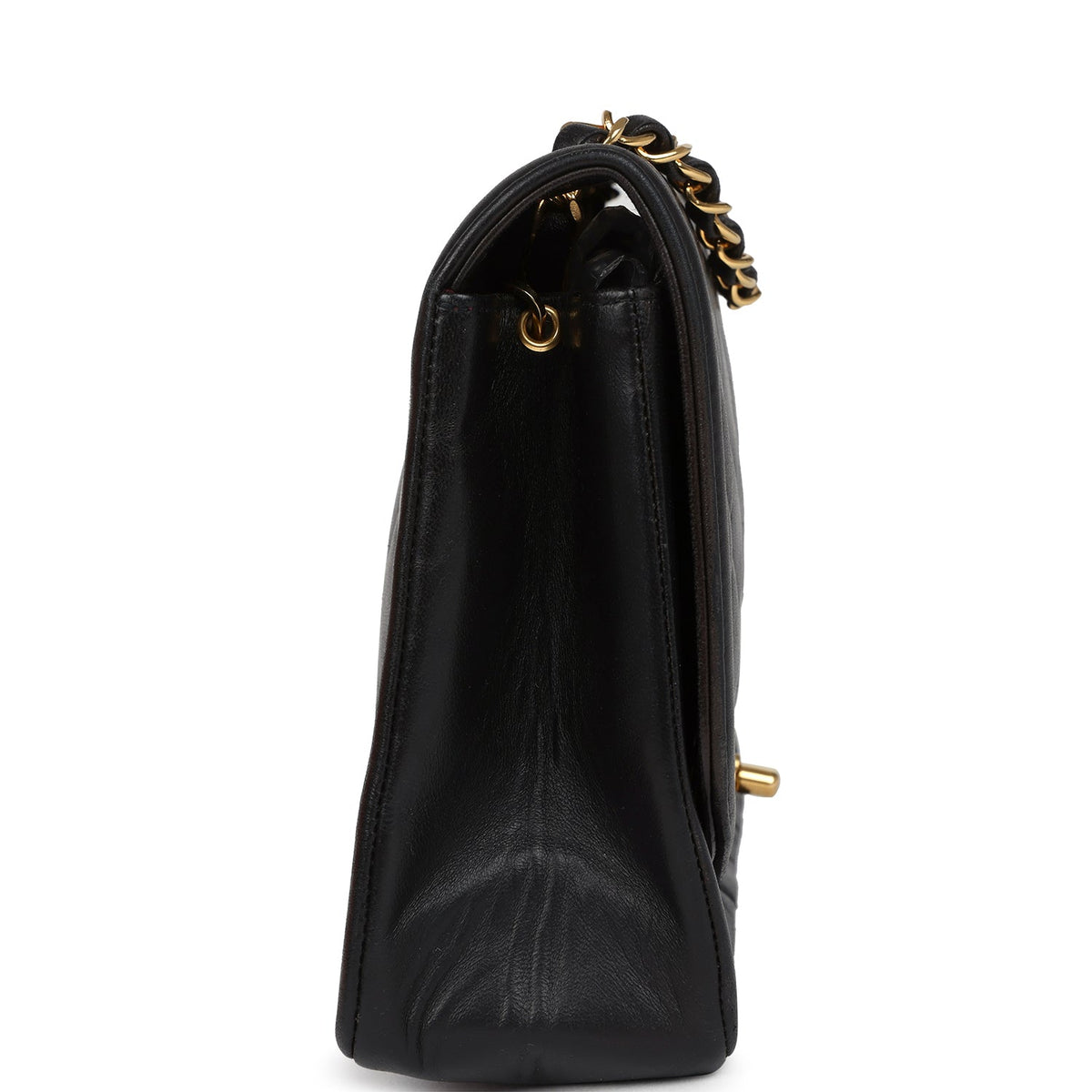 Vintage Chanel Medium Diana Flap Bag Black Lambskin Gold Hardware