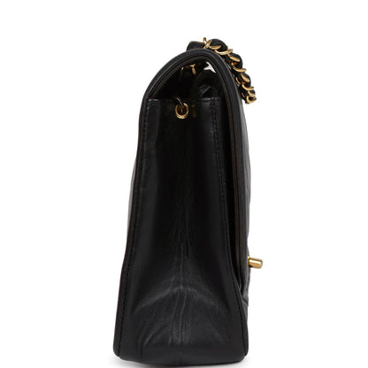 Vintage Chanel Medium Diana Flap Bag Black Lambskin Gold Hardware