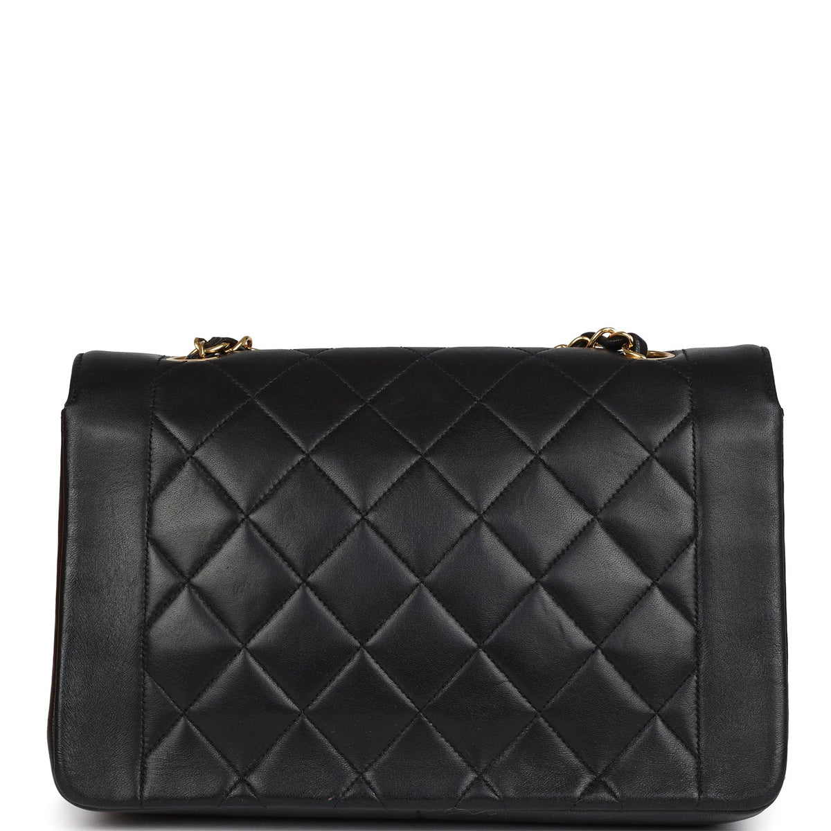 Vintage Chanel Medium Diana Flap Bag Black Lambskin Gold Hardware