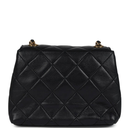 Vintage Chanel Mini Camellia Flap Bag Black Lambskin Gold Hardware