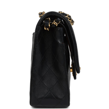 Vintage Chanel Medium Classic Double Flap Bag Black Lambskin Gold Hardware