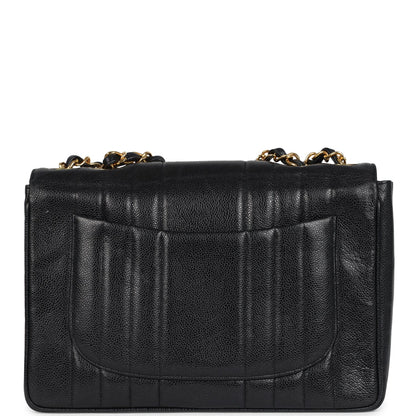 Vintage Chanel Jumbo Classic Mademoiselle Vertical Flap Black Caviar Gold Hardware