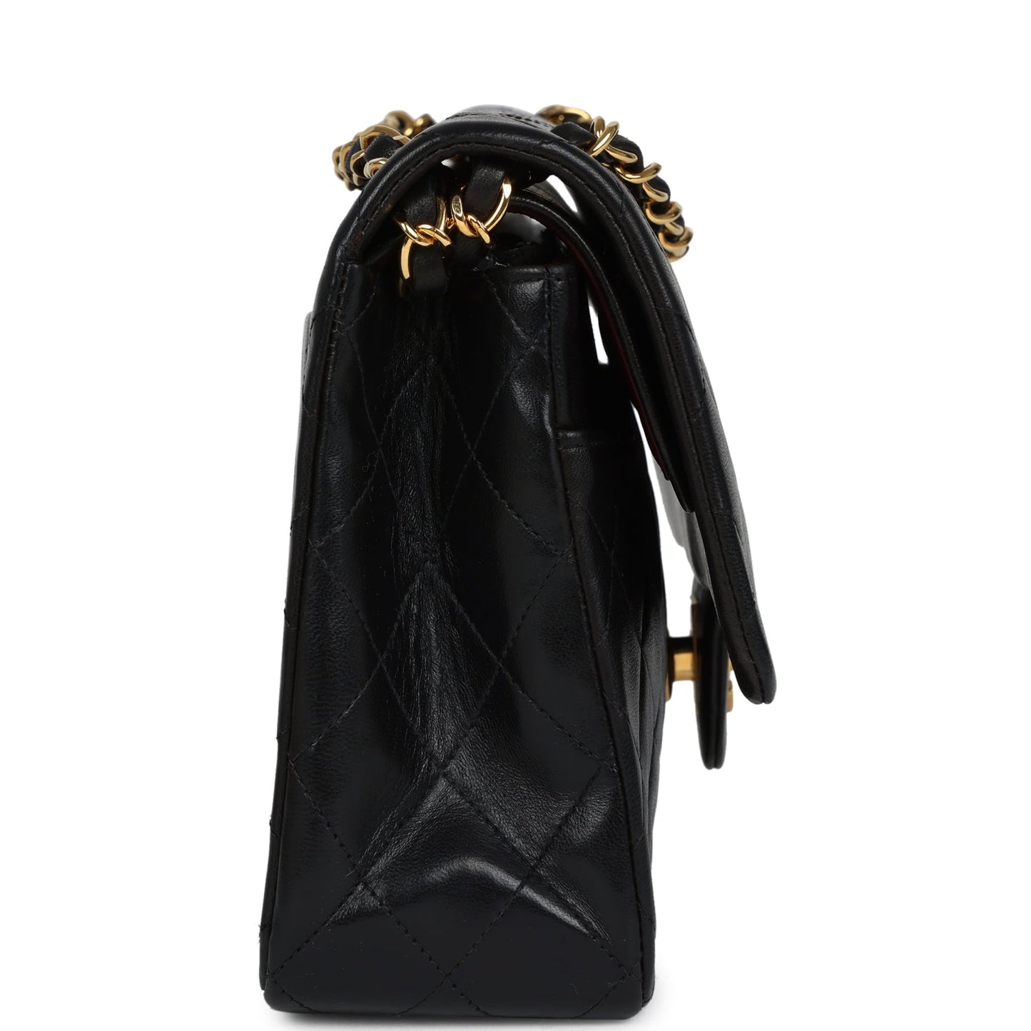 Vintage Chanel Medium Classic Double Flap Bag Black Lambskin Gold Hardware