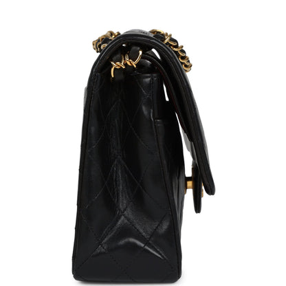 Vintage Chanel Medium Classic Double Flap Bag Black Lambskin Gold Hardware