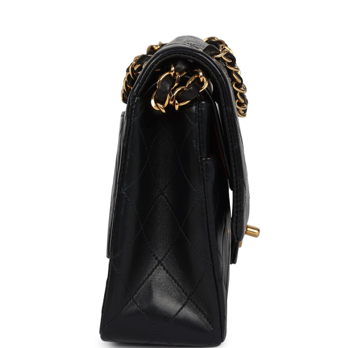 Vintage Chanel Medium Classic Double Flap Bag Black Lambskin Gold Hardware
