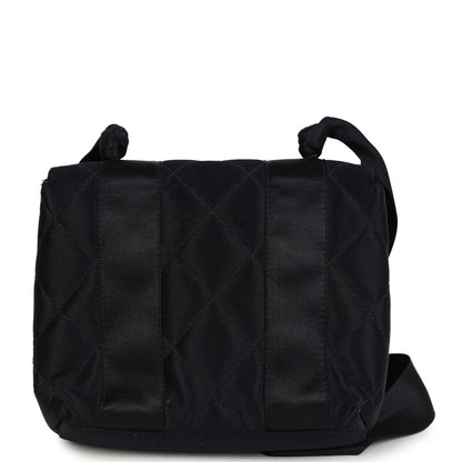 Vintage Chanel Mini Bow Shoulder Bag Black Satin Gold Hardware