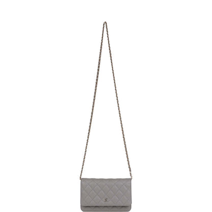 Chanel Wallet on Chain WOC Grey Caviar Light Gold Hardware