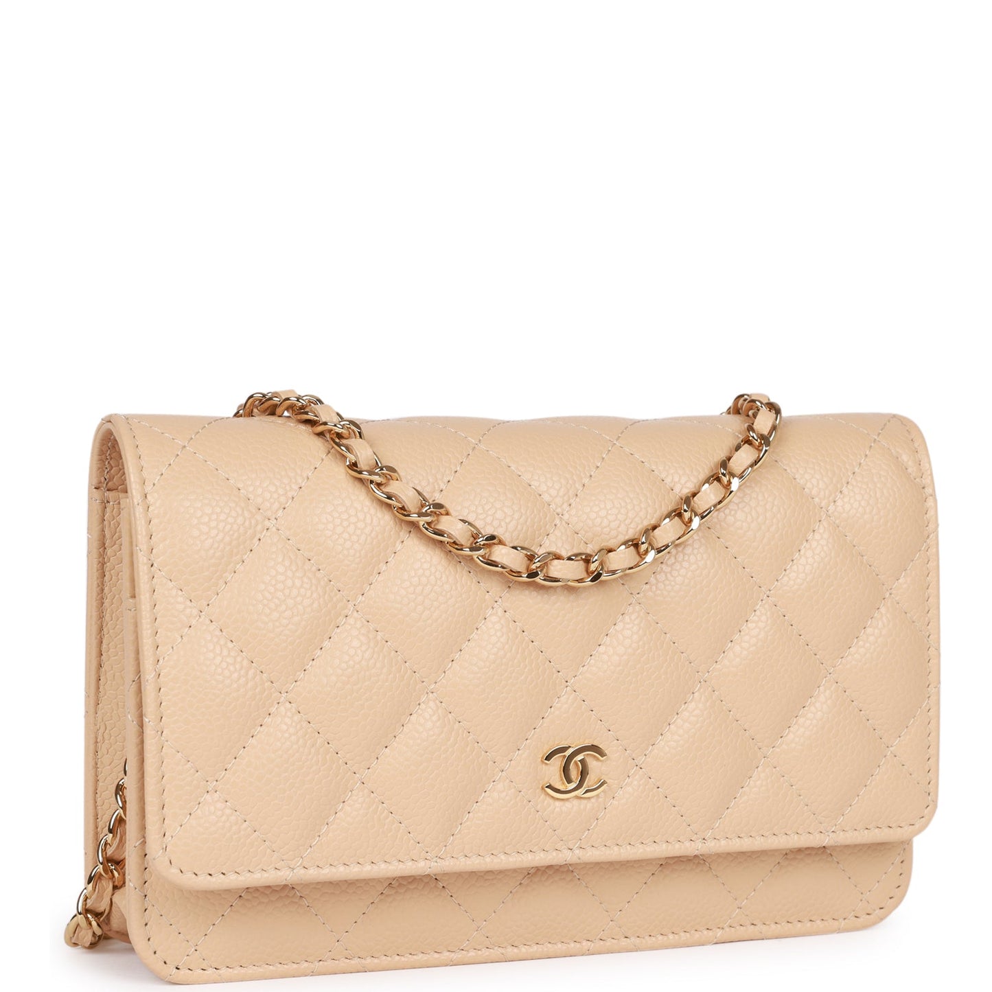 Chanel Wallet on Chain WOC Beige Caviar Gold Hardware