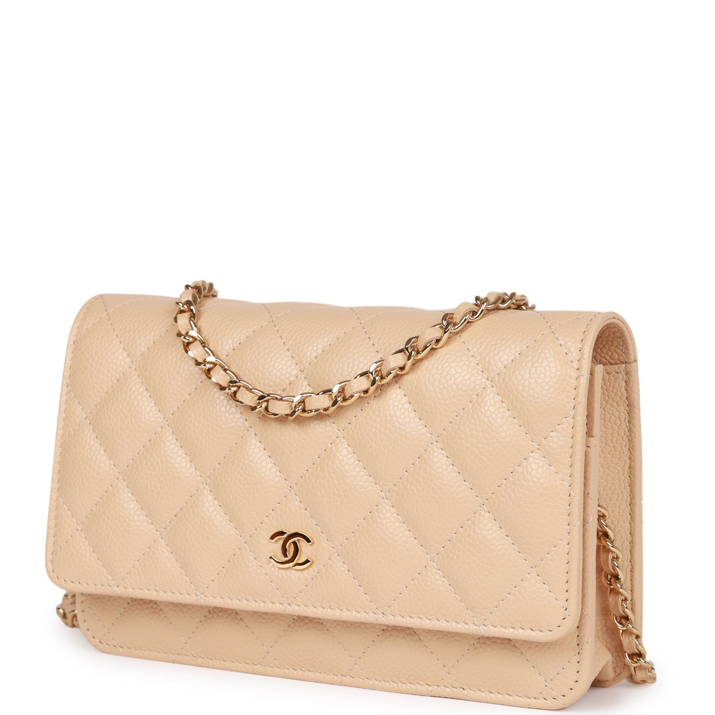 Chanel Wallet on Chain WOC Beige Caviar Gold Hardware