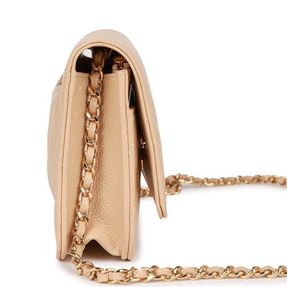 Chanel Wallet on Chain WOC Beige Caviar Gold Hardware