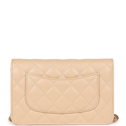 Chanel Wallet on Chain WOC Beige Caviar Gold Hardware