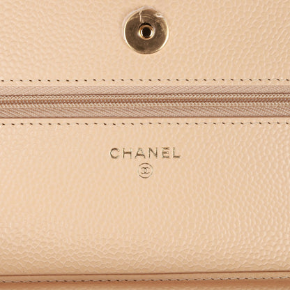 Chanel Wallet on Chain WOC Beige Caviar Gold Hardware