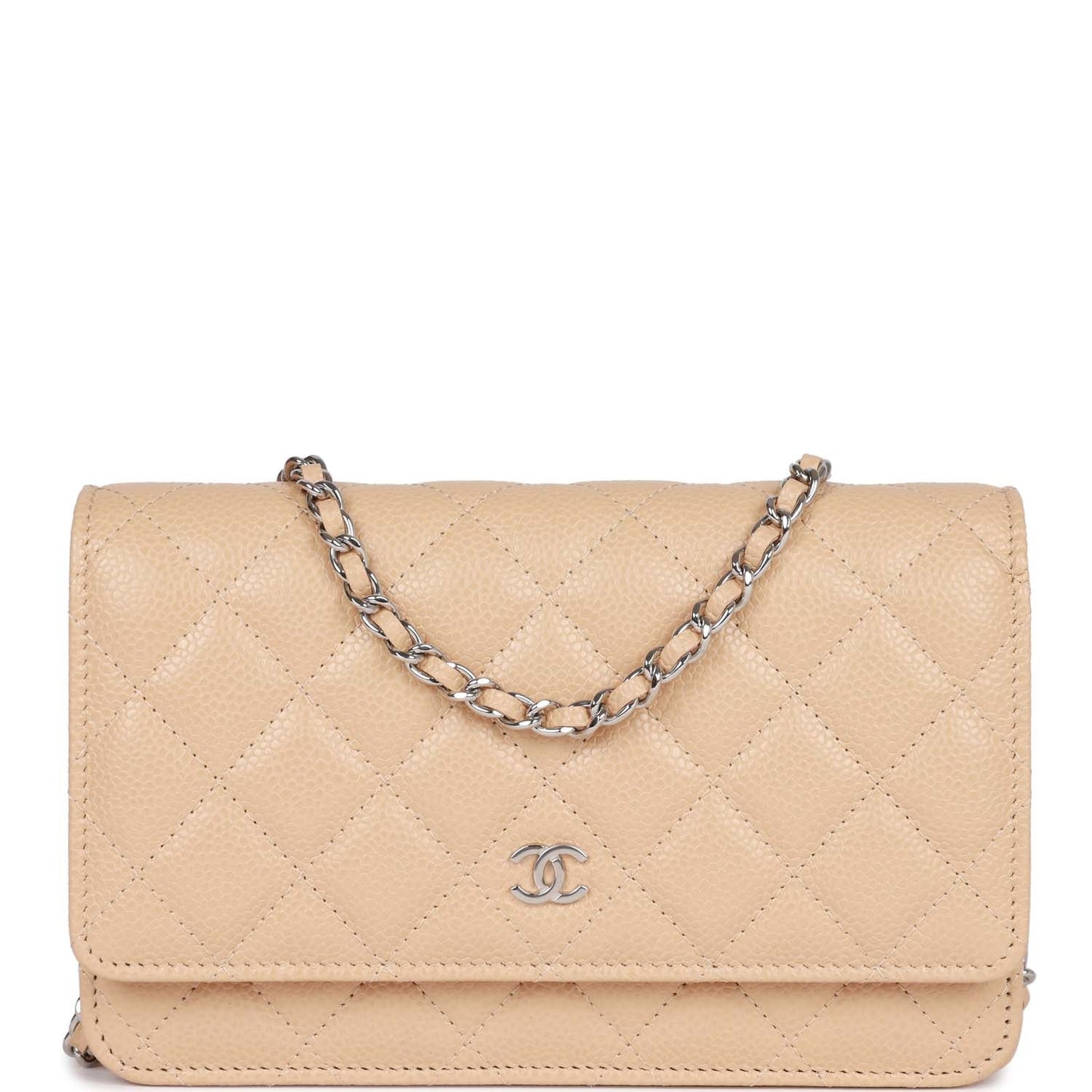 Chanel Wallet on Chain WOC Beige Caviar Silver Hardware