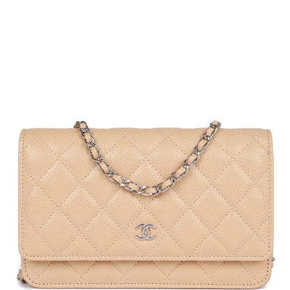 Chanel Wallet on Chain WOC Beige Caviar Silver Hardware