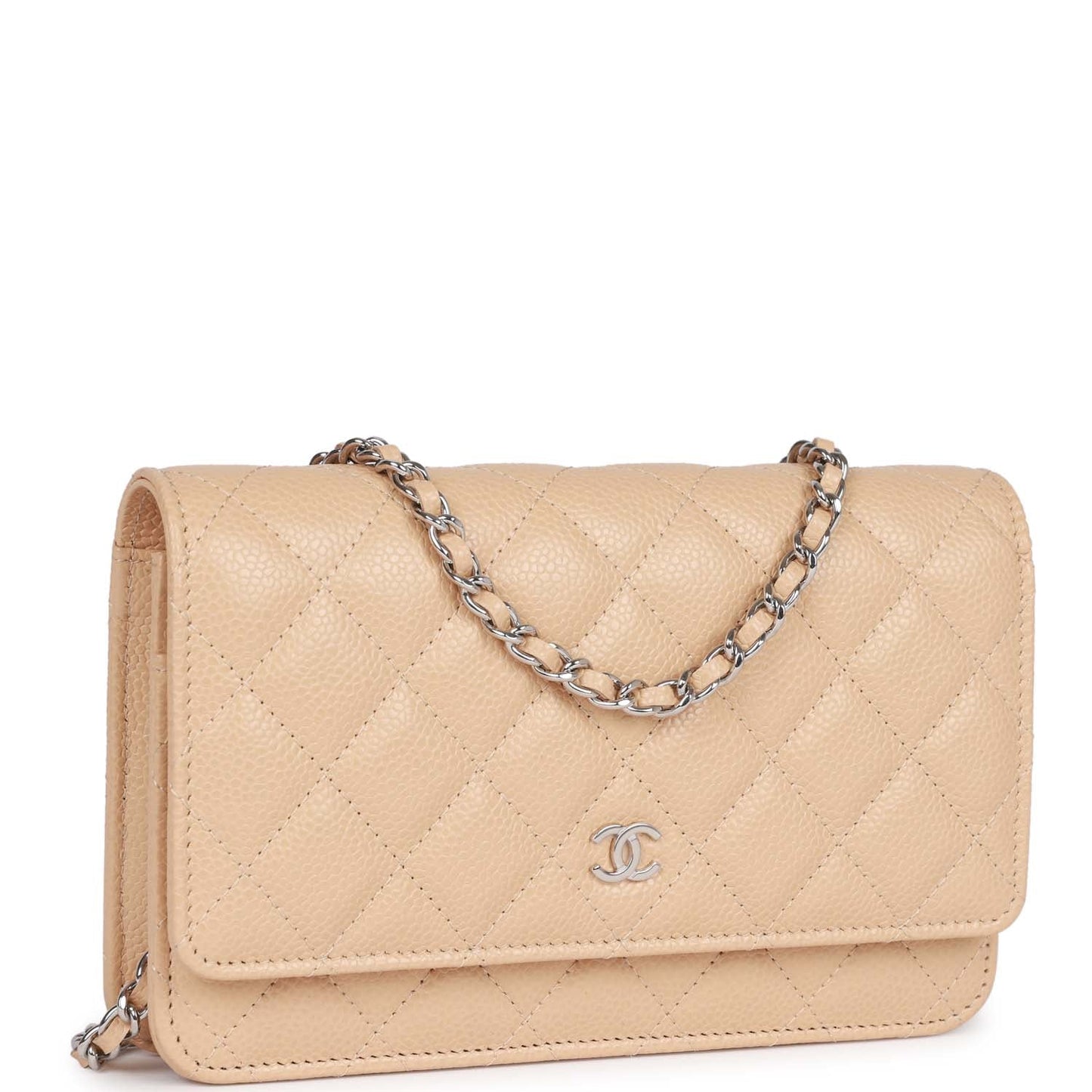 Chanel Wallet on Chain WOC Beige Caviar Silver Hardware