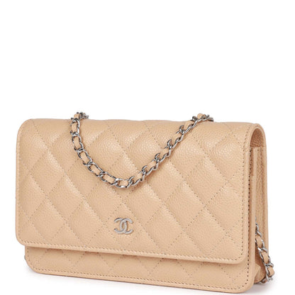 Chanel Wallet on Chain WOC Beige Caviar Silver Hardware