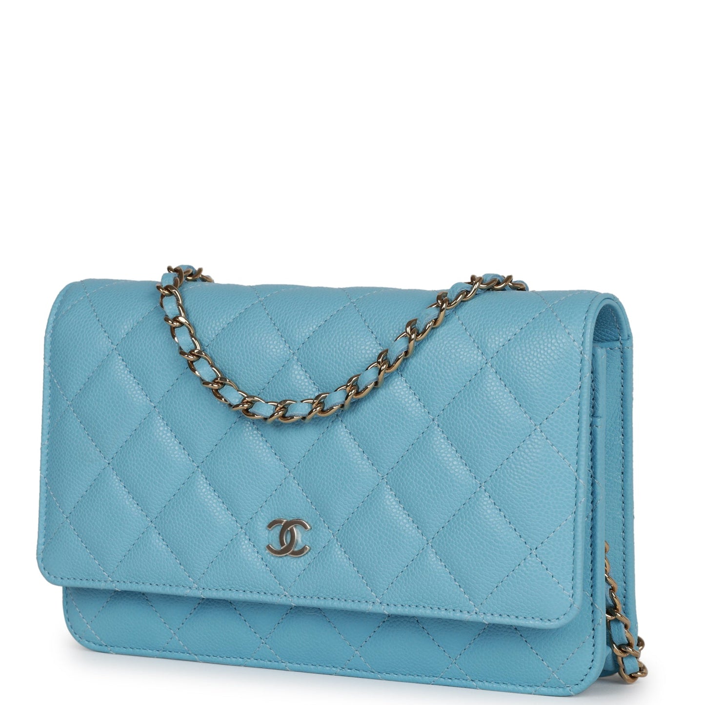 Chanel Wallet on Chain WOC Blue Caviar Light Gold Hardware