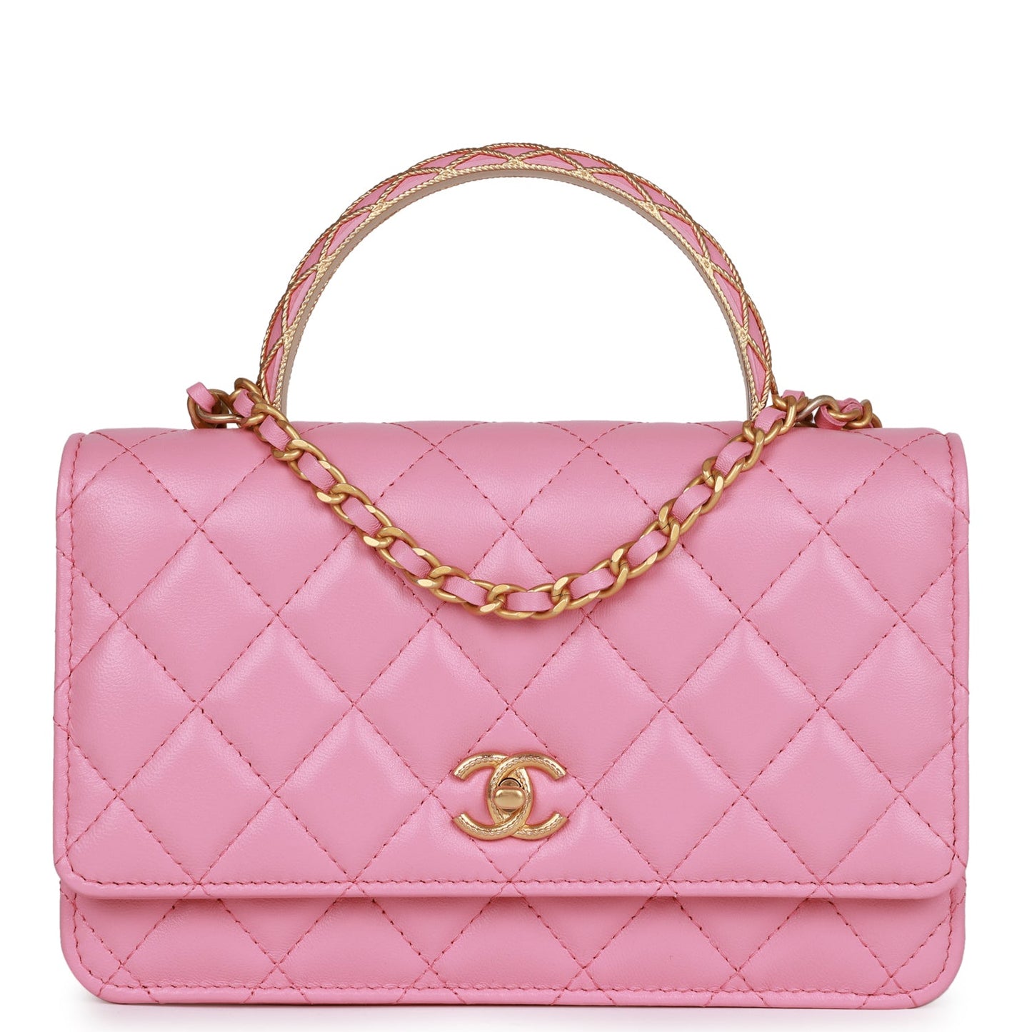 Chanel Wallet on Chain WOC Top Handle Pink Lambskin Gold Hardware