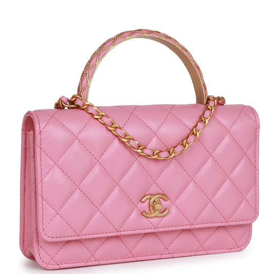 Chanel Wallet on Chain WOC Top Handle Pink Lambskin Gold Hardware