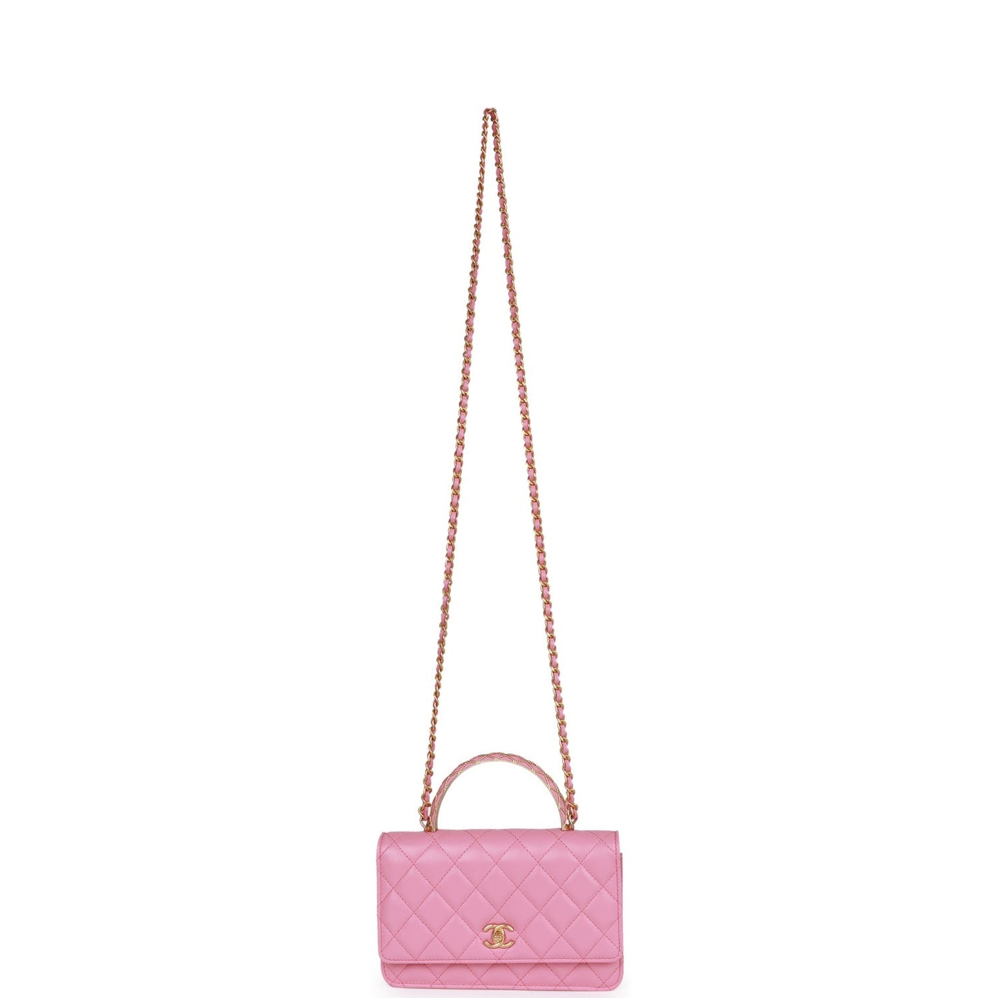 Chanel Wallet on Chain WOC Top Handle Pink Lambskin Gold Hardware