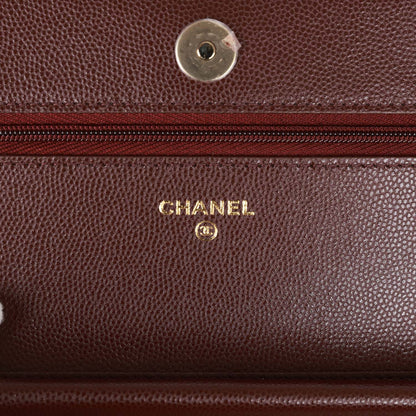 Chanel Wallet on Chain WOC Burgundy Caviar Light Gold Hardware