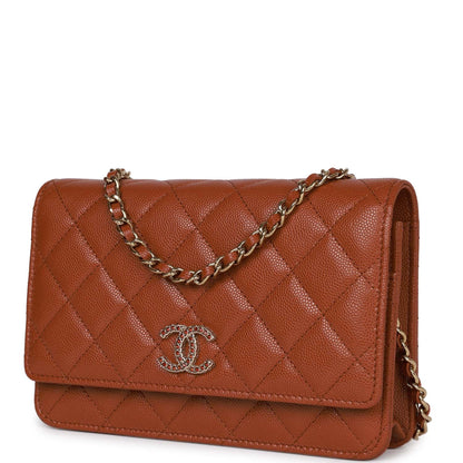 Chanel Wallet on Chain WOC Brown Caviar Gold Hardware