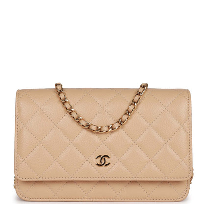 Chanel Wallet on Chain WOC Beige Caviar Gold Hardware