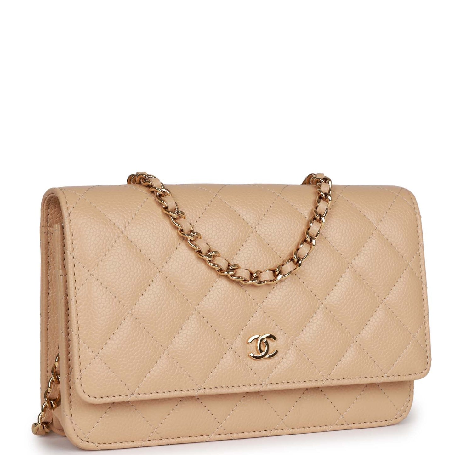 Chanel Wallet on Chain WOC Beige Caviar Gold Hardware