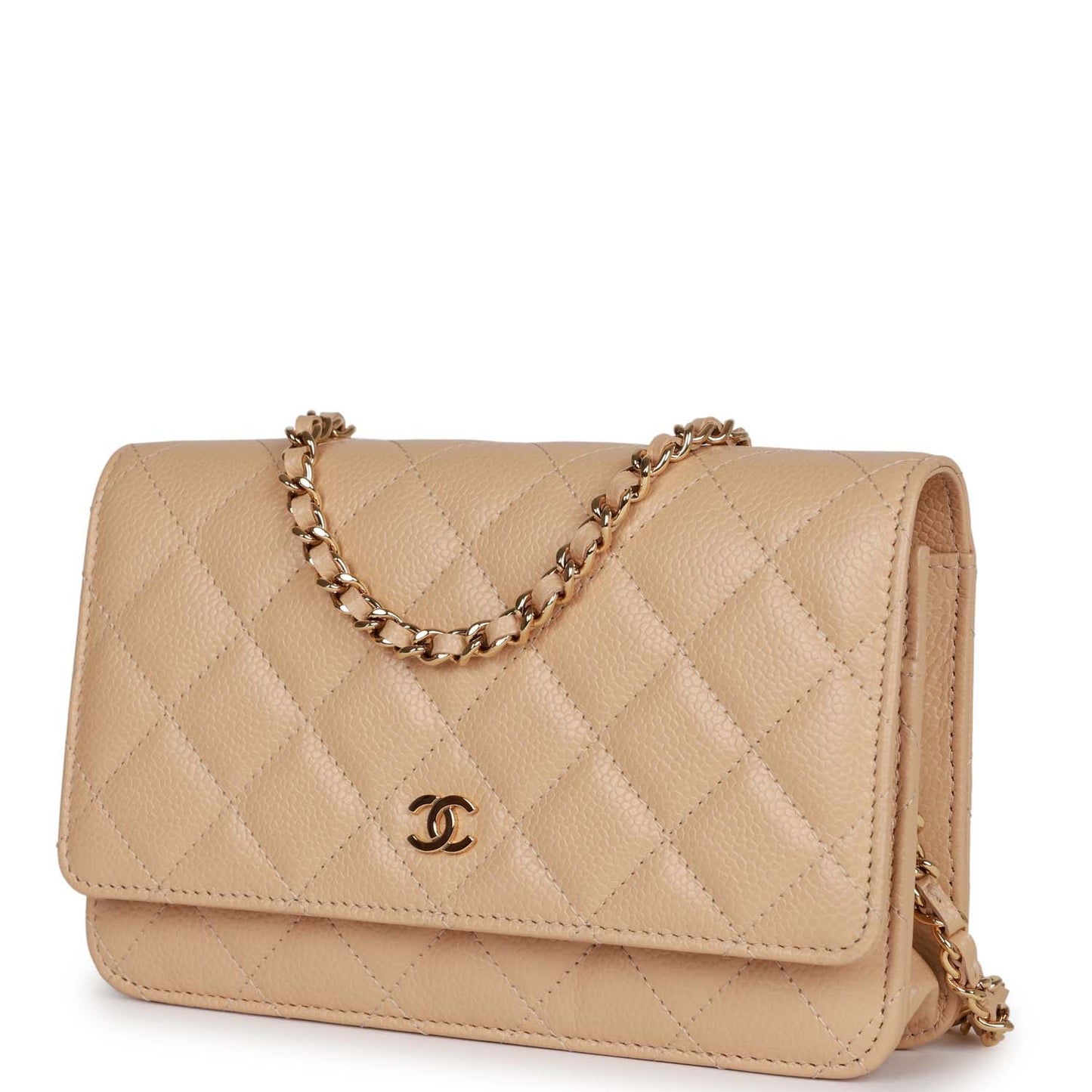 Chanel Wallet on Chain WOC Beige Caviar Gold Hardware