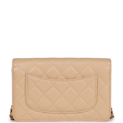 Chanel Wallet on Chain WOC Beige Caviar Gold Hardware