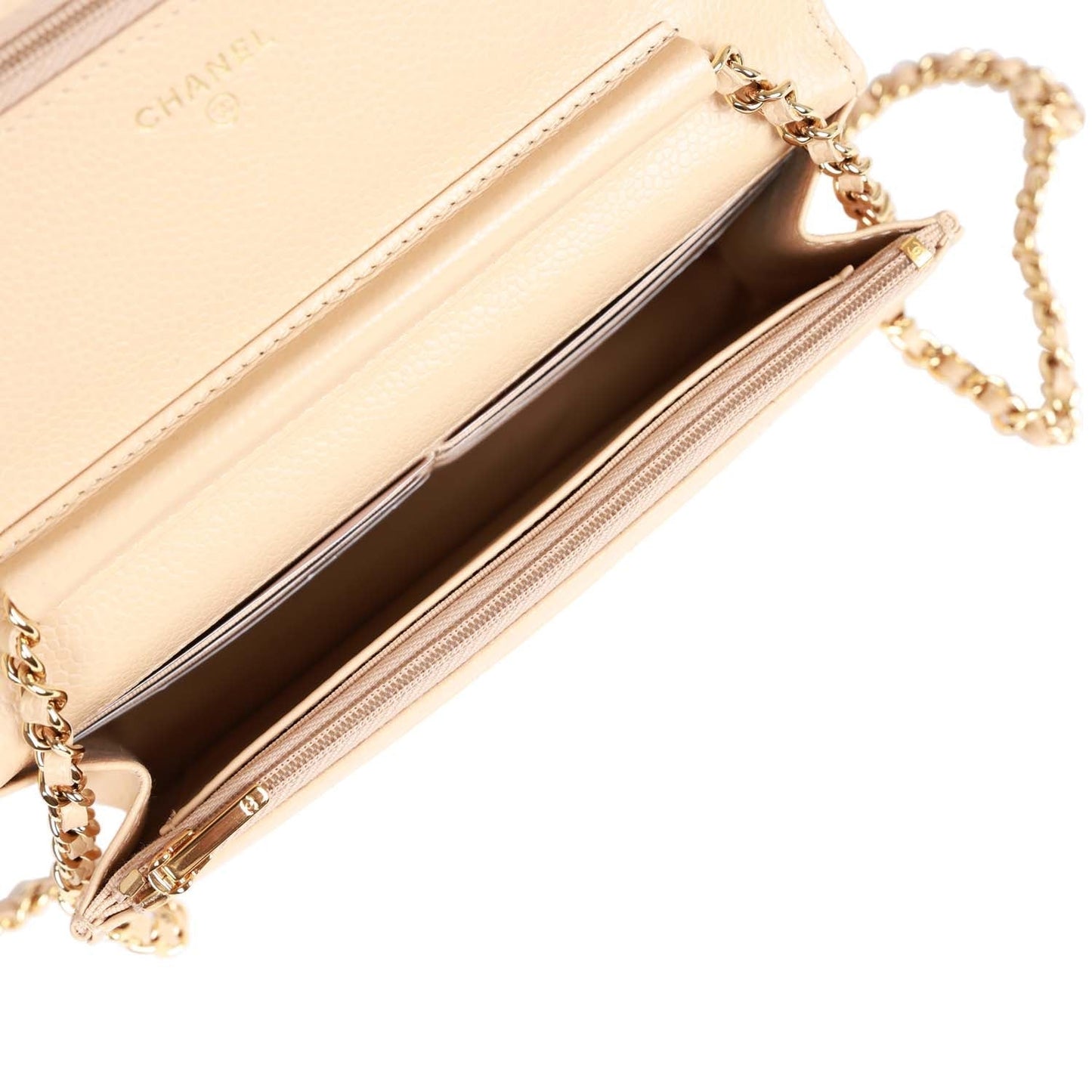 Chanel Wallet on Chain WOC Beige Caviar Gold Hardware