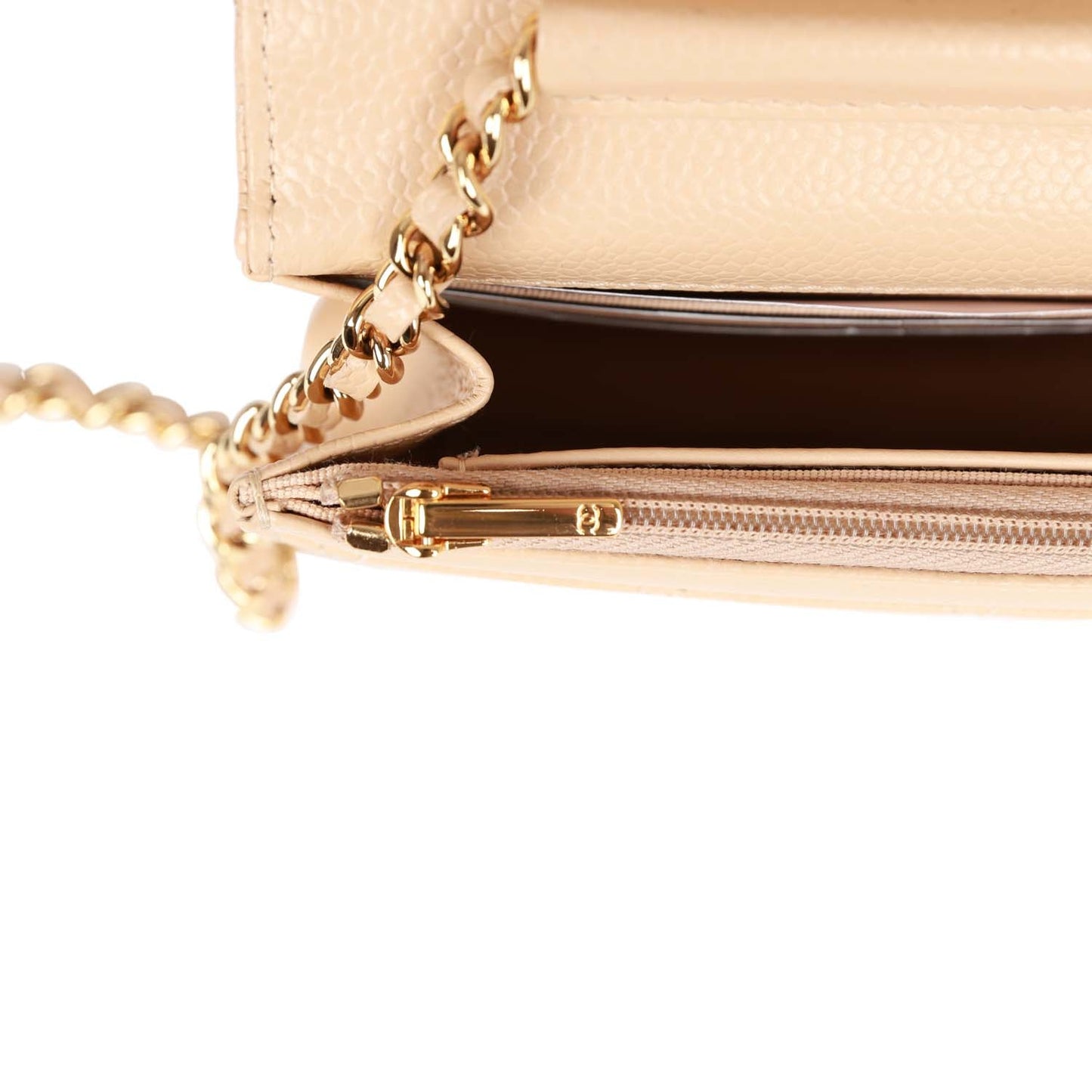 Chanel Wallet on Chain WOC Beige Caviar Gold Hardware