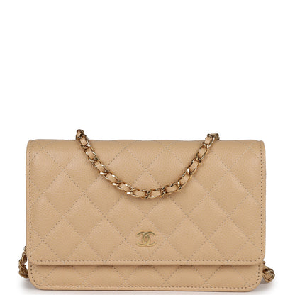 Chanel Wallet on Chain WOC Beige Caviar Gold Hardware