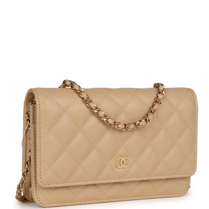 Chanel Wallet on Chain WOC Beige Caviar Gold Hardware