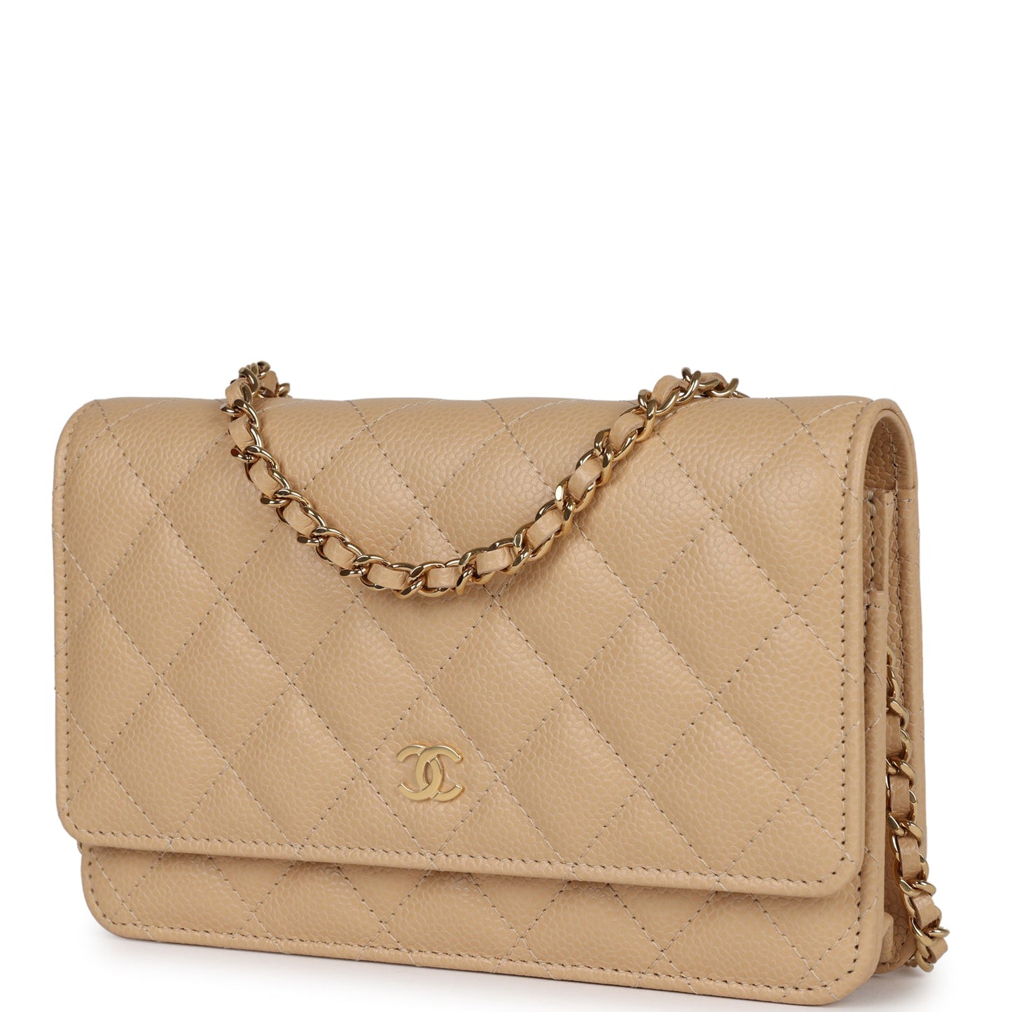 Chanel Wallet on Chain WOC Beige Caviar Gold Hardware