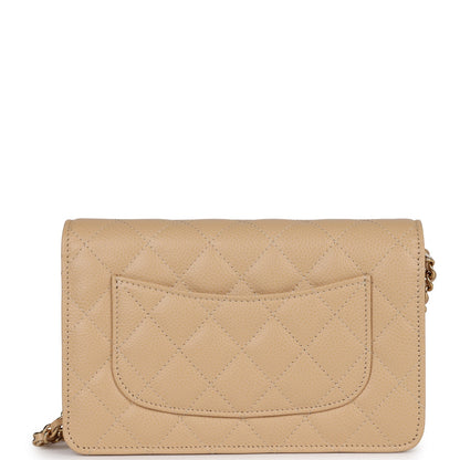 Chanel Wallet on Chain WOC Beige Caviar Gold Hardware