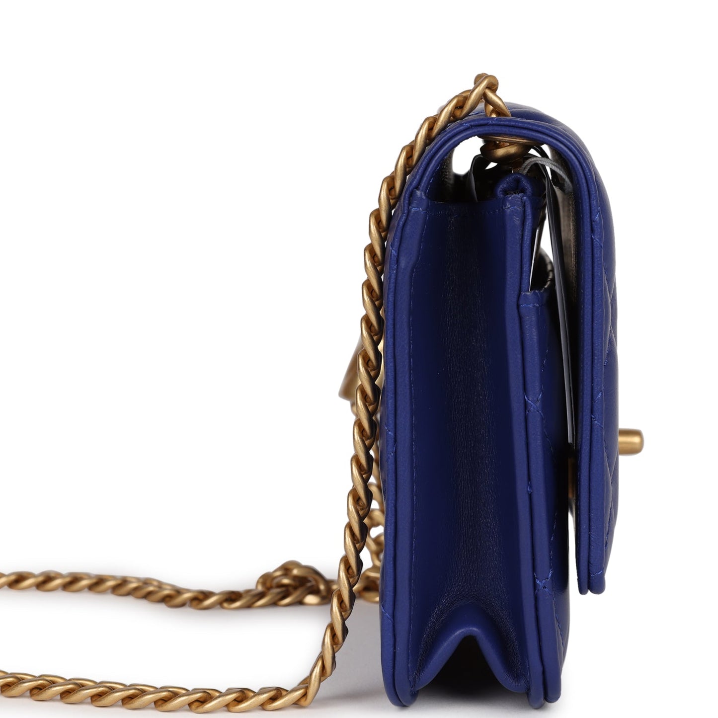 Chanel Wallet On Chain WOC Blue Lambskin Antique Gold Hardware