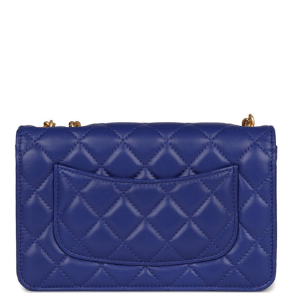 Chanel Wallet On Chain WOC Blue Lambskin Antique Gold Hardware