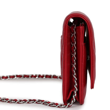 Chanel Wallet on Chain WOC Red Lambskin Silver Hardware