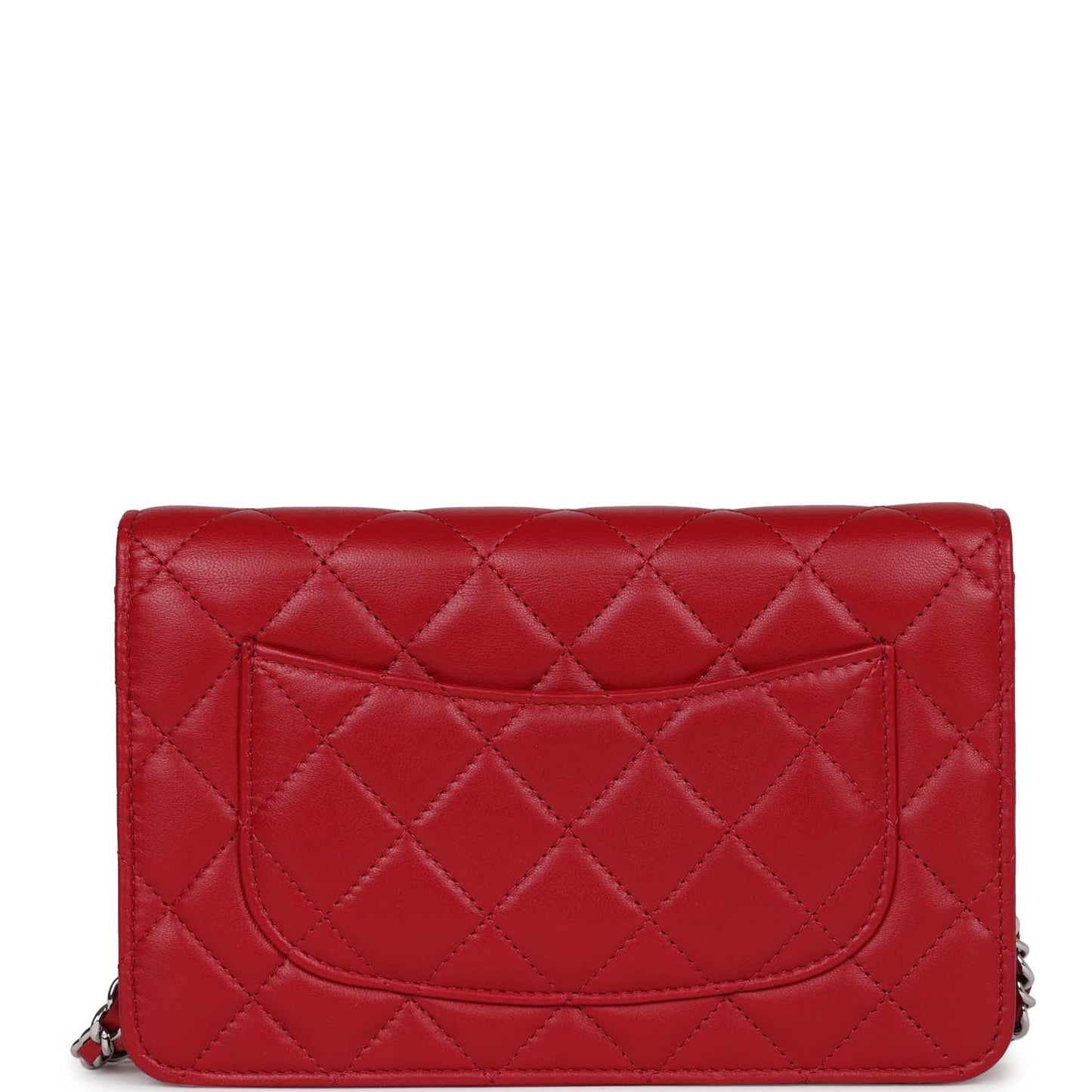 Chanel Wallet on Chain WOC Red Lambskin Silver Hardware