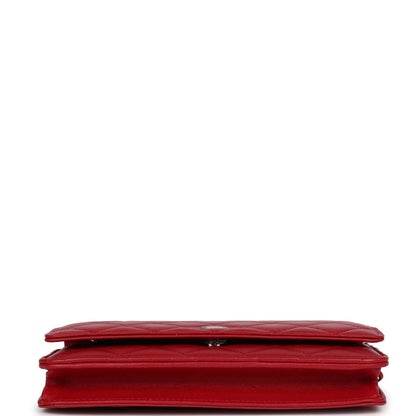 Chanel Wallet on Chain WOC Red Lambskin Silver Hardware