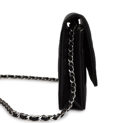 Chanel Wallet On Chain WOC Black Caviar Silver Hardware