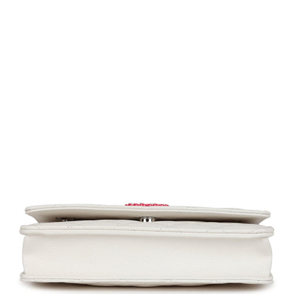 Chanel Wallet On Chain WOC White Caviar Pink and Silver Hardware