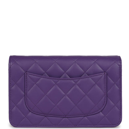 Chanel Wallet On Chain WOC Purple Lambskin Silver Hardware