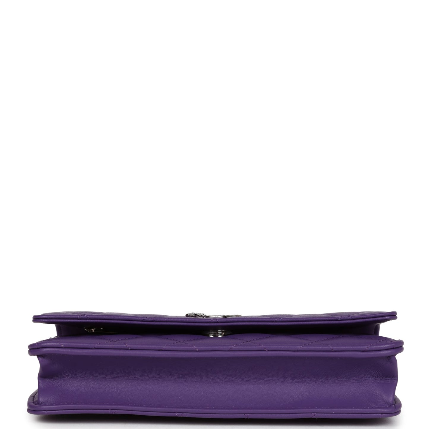 Chanel Wallet On Chain WOC Purple Lambskin Silver Hardware