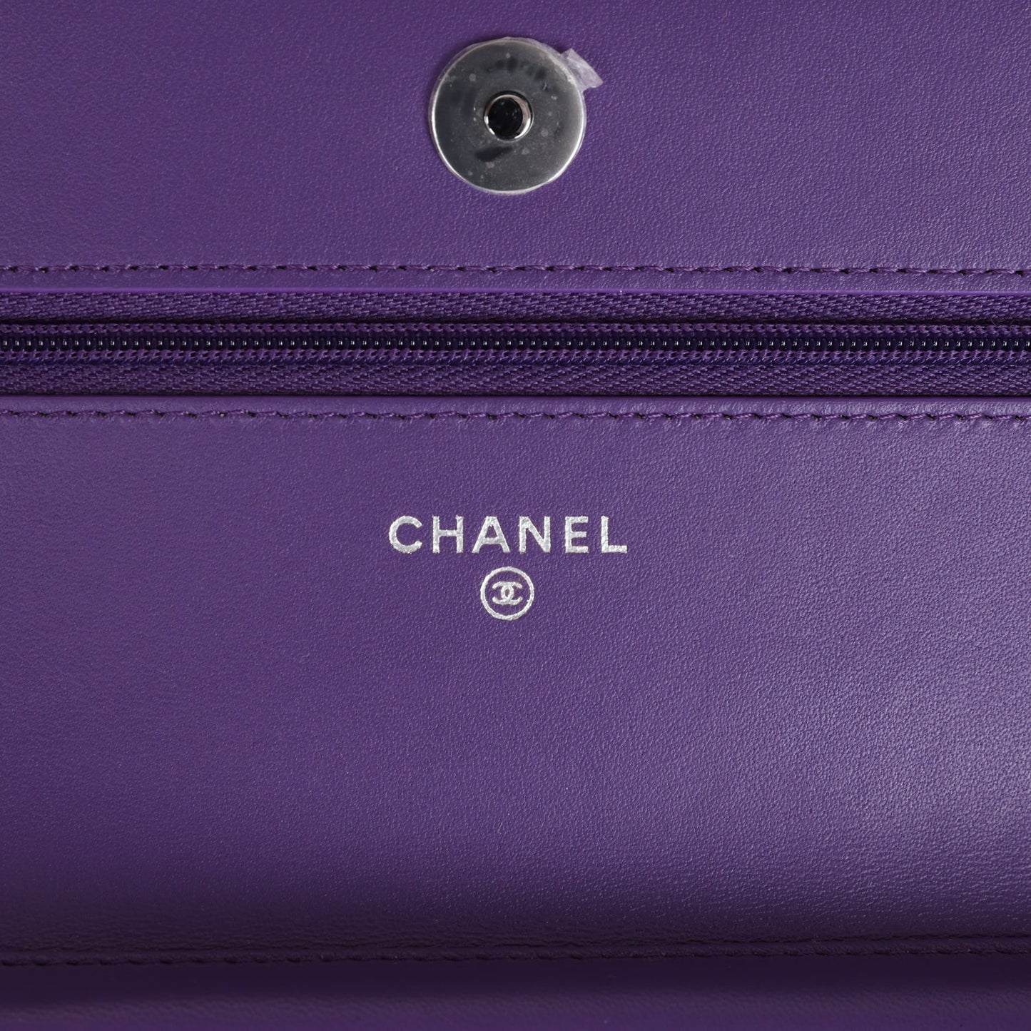 Chanel Wallet On Chain WOC Purple Lambskin Silver Hardware